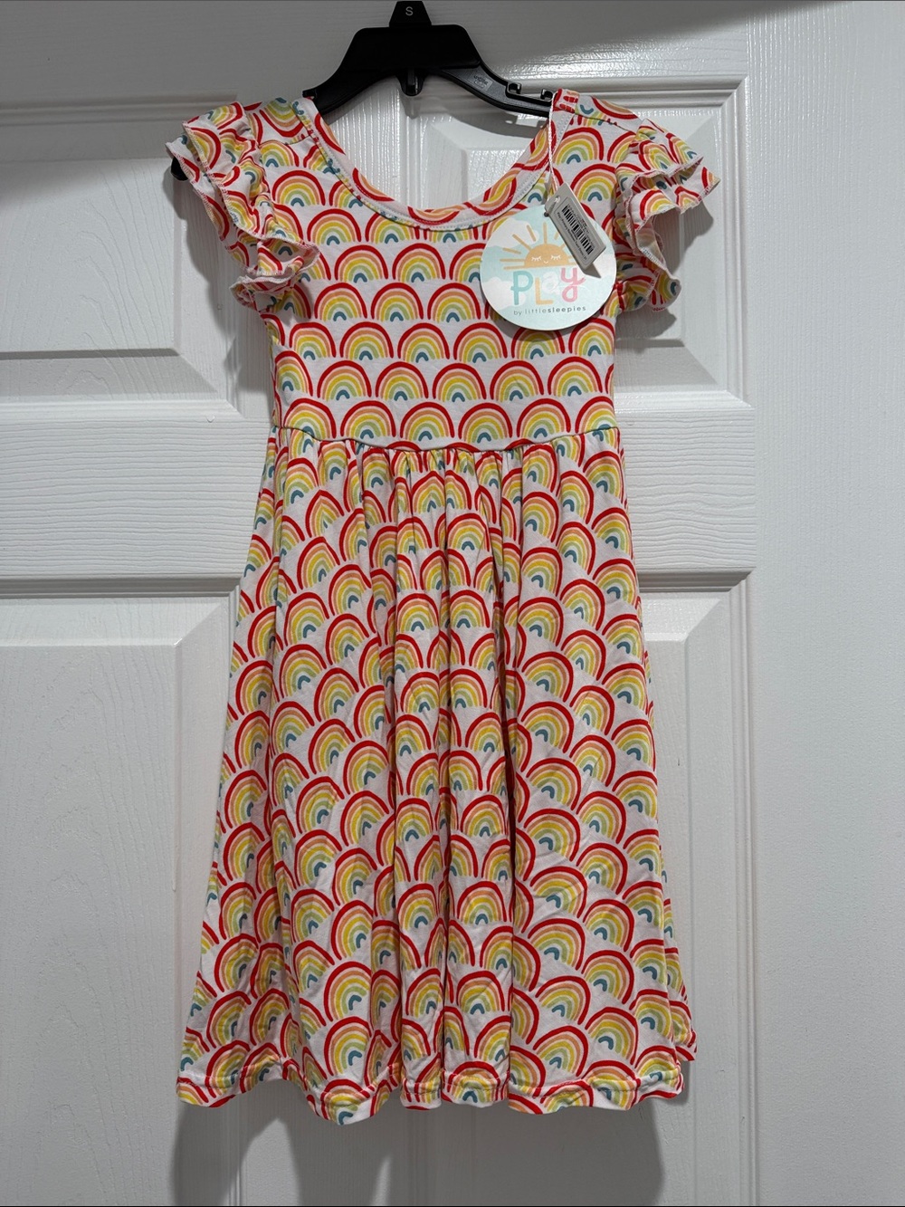 Little Sleepies Rainbow Print Dress in Pink and Multicolor